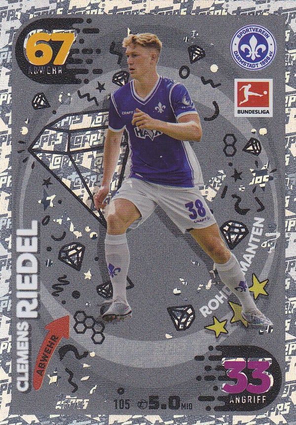 Clemens Riedel / SV Darmstadt 98 / Topps Match Attax 2023 / Rohdiamanten / Nr.105