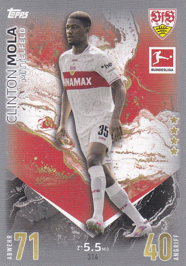 Clinton Mola / VFB Stuttgart / Topps Match Attax 2023 / Basis Karte / Nr.314