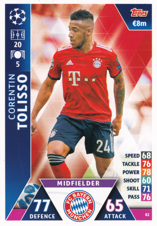 Corentin Tolisso - FC Bayern München - Topps Champions League 2018 - Basis Karte - Nr. 82