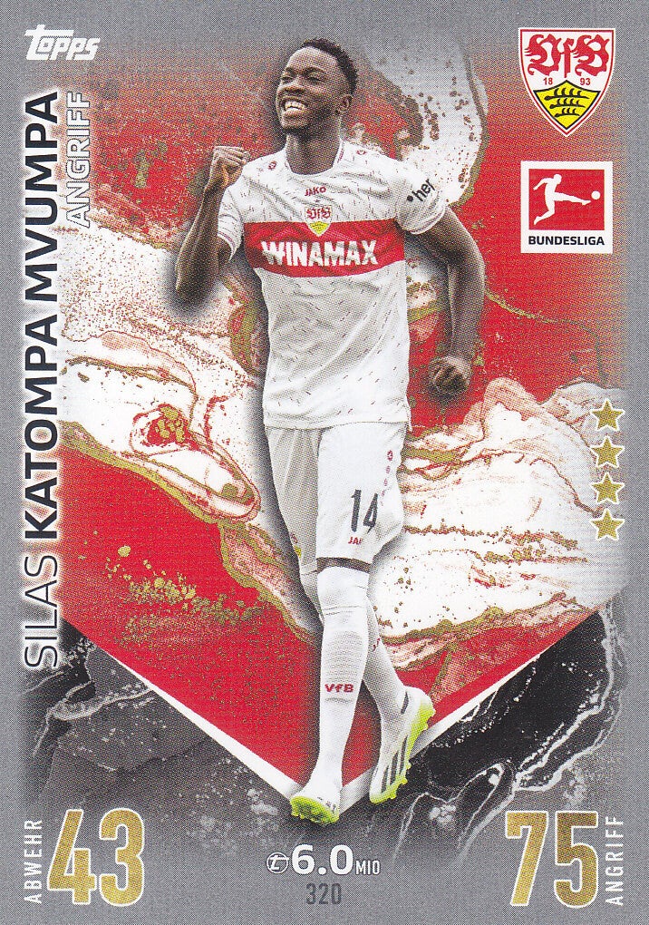 Silas Katompa Mvumpa / VFB Stuttgart / Topps Match Attax 2023 / Basis Karte / Nr. 320