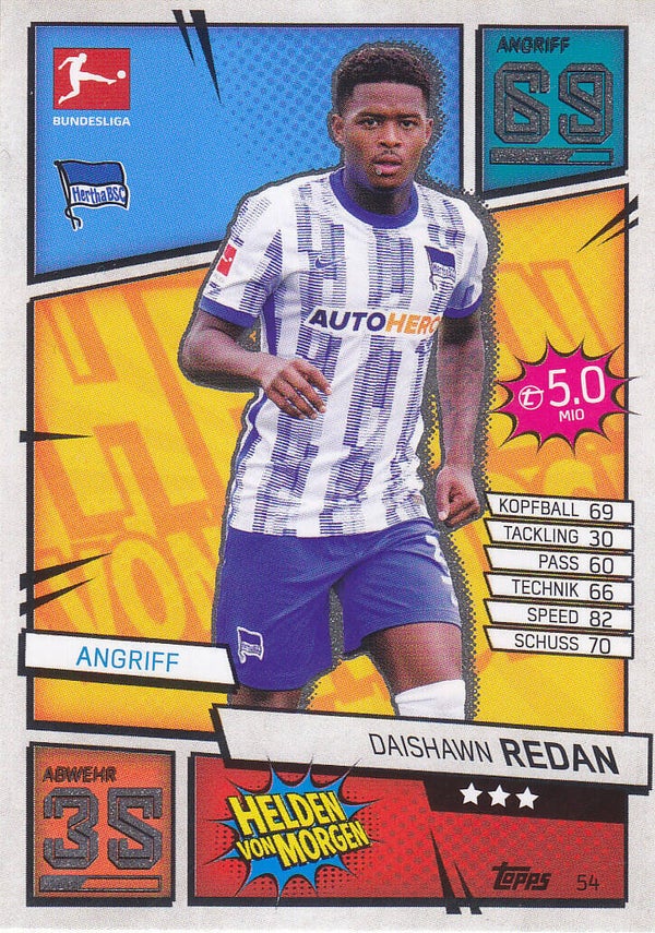 Daishawan Redan / Hertha BSC Berlin / Topps Match Attax 2021 / Helden von Morgen / Nr.54