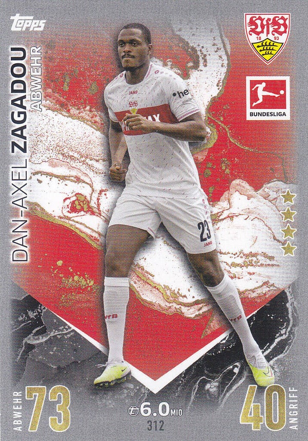 Dan-Axel Zagadou / VFB Stuttgart / Topps Match Attax 2023 / Basis Karte / Nr.312