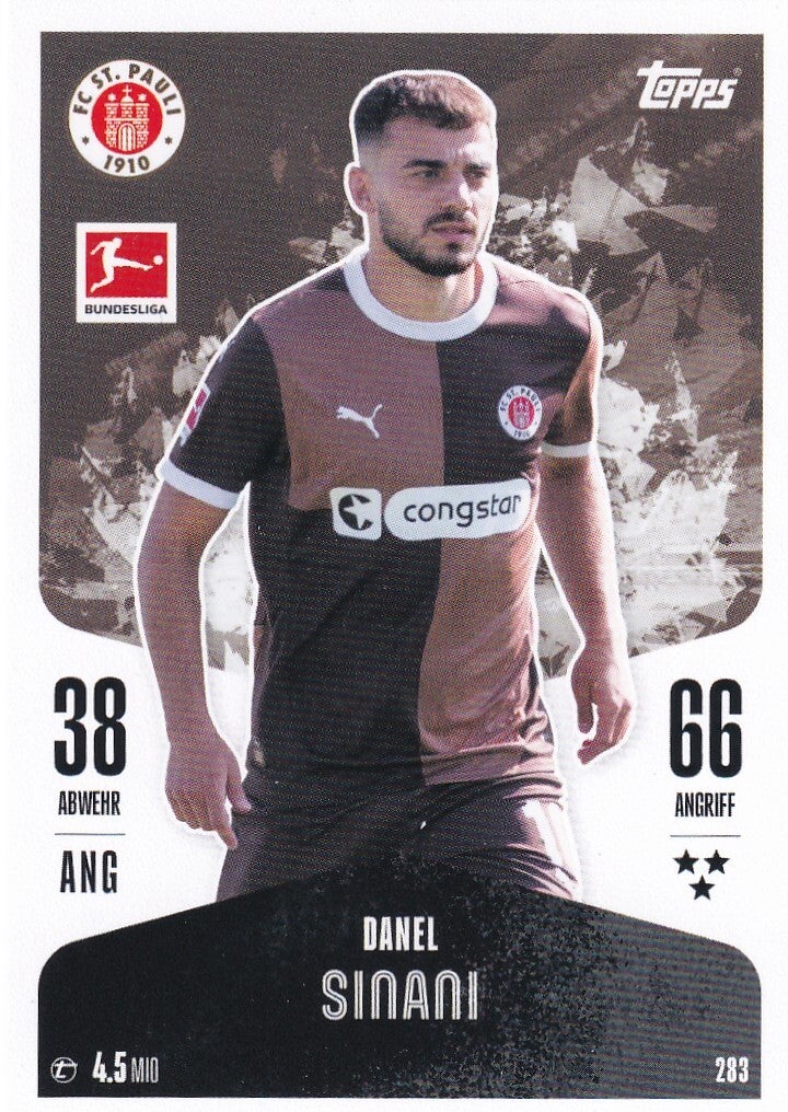 Danel Sinani - FC St.Pauli - Topps Match Attax 2024 - Basis Karte - Nr. 283