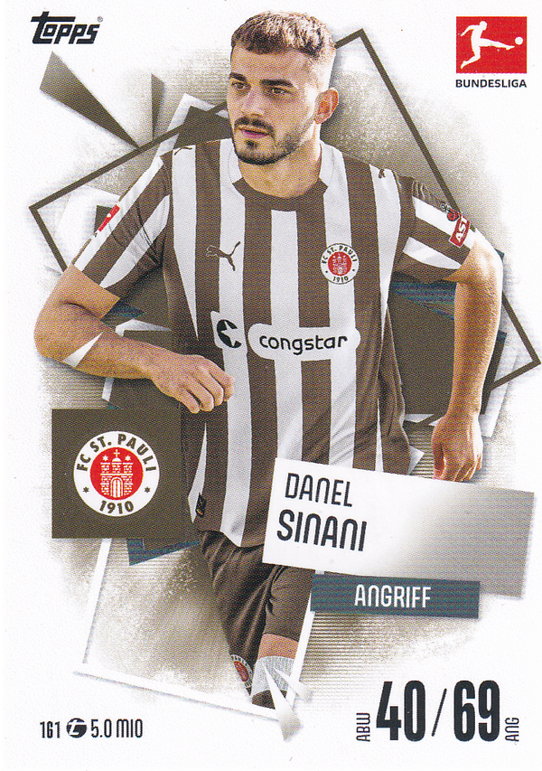 Danel Sinani - FC St.Pauli - Topps Match Attax 2025 - Basis Karte - Nr. 161