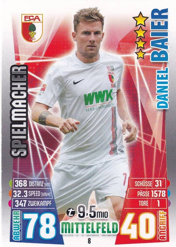 Daniel Baier / FC Augsburg / Topps Match Attax 2015 / Spielmacher / Nr. 8