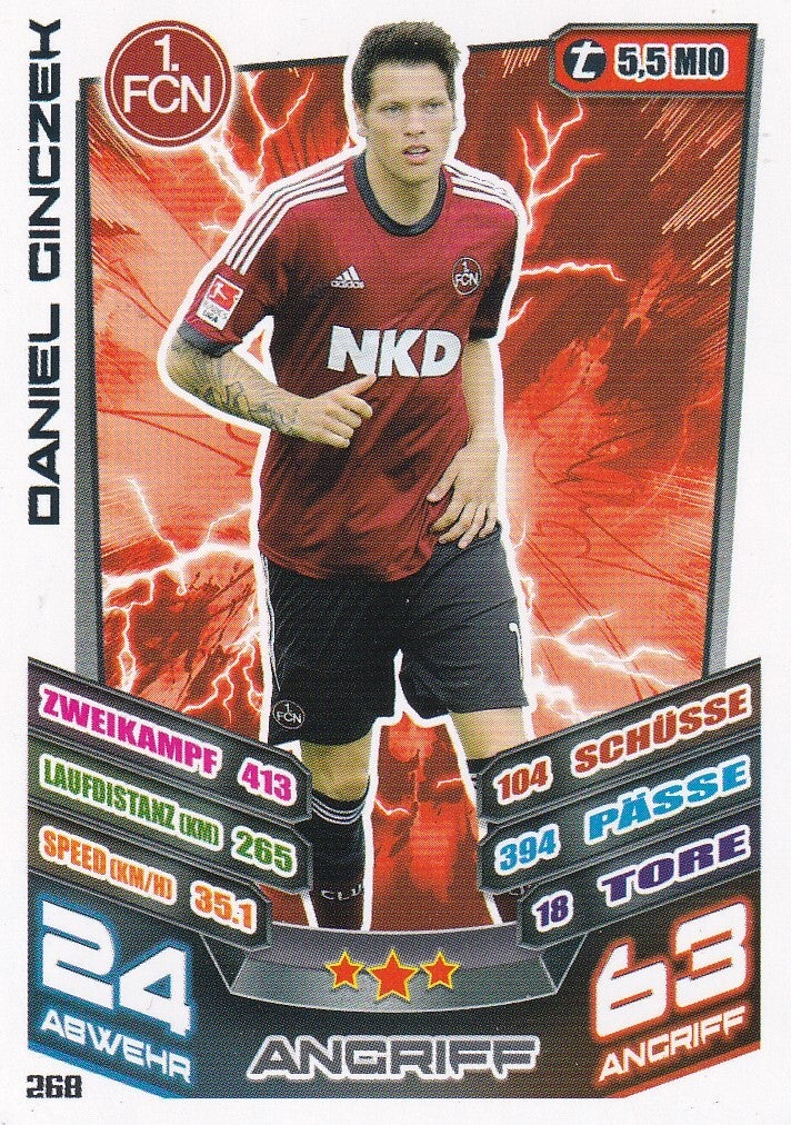 Daniel Ginczek / 1.FC Nürnberg / Topps Match Attax 2013 / Basis Karte / Nr. 268