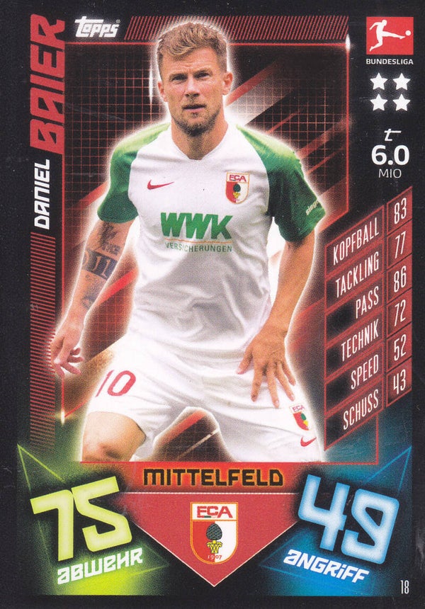 Daniel Baier / FC Augsburg / Topps Match Attax 2019 / Basis Karte / Nr. 18