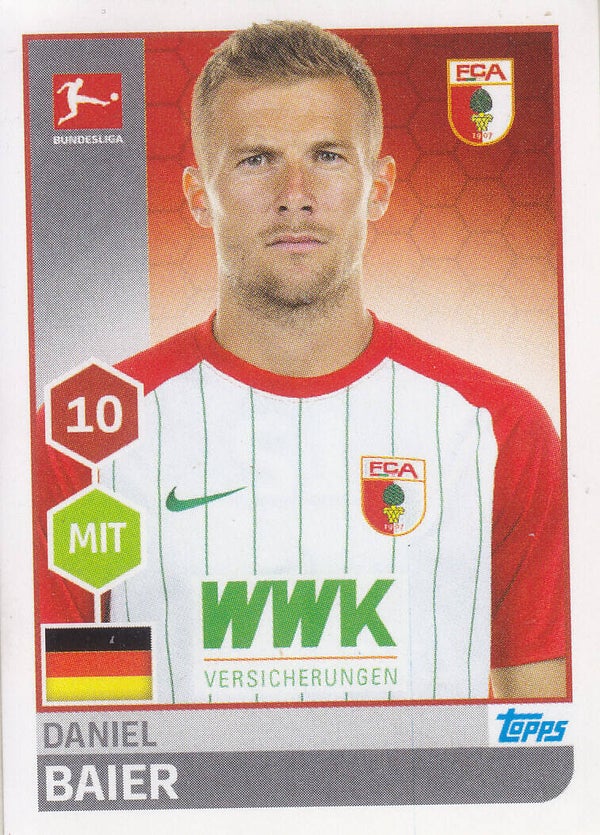 Daniel Baier / FC Augsburg /  Topps Bundesliga 2017 / Basis Bild / Nr.12