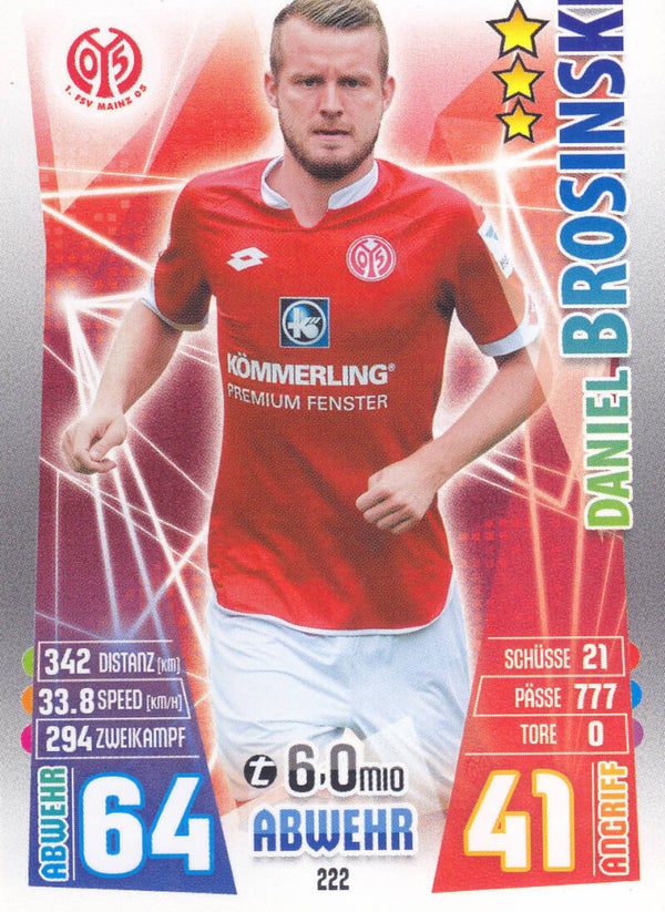 Daniel Brosinski / 1.FSV Mainz 05 / Topps Match Attax 2015 / Basis Karte / Nr. 222