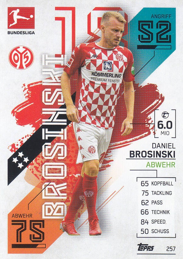 Daniel Brosinski / FSV Mainz 05 / Topps Match Attax 2021 / Basis Karte / Nr. 257