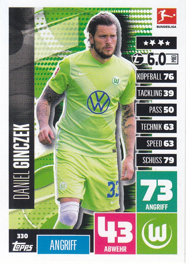 Daniel Ginczek / VFL Wolfsburg / Topps Match Attax 2020 / Basis Karte / Nr. 330