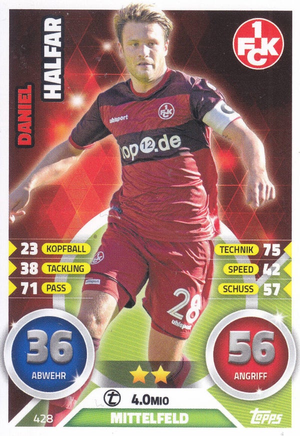 Daniel Halfar / 1.FC Kaiserslautern / Topps Match Attax 2016 / Basis Karte / Nr. 428