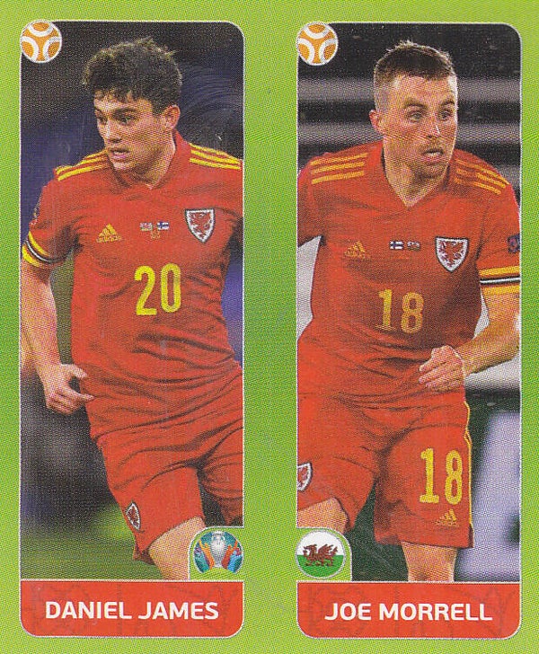 Daniel James & Joe Morrell / Wales / Panini EM 2020 / Basis Doppelbild / Nr.95a Nr.95b
