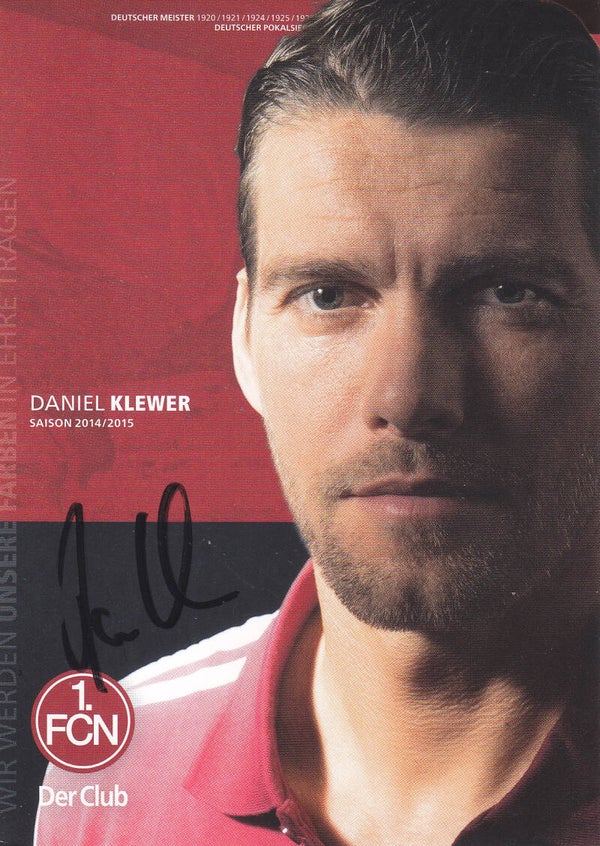 Daniel Klewer / 1.FC Nürnberg / Torwart Trainer / Autogrammkarte 2014