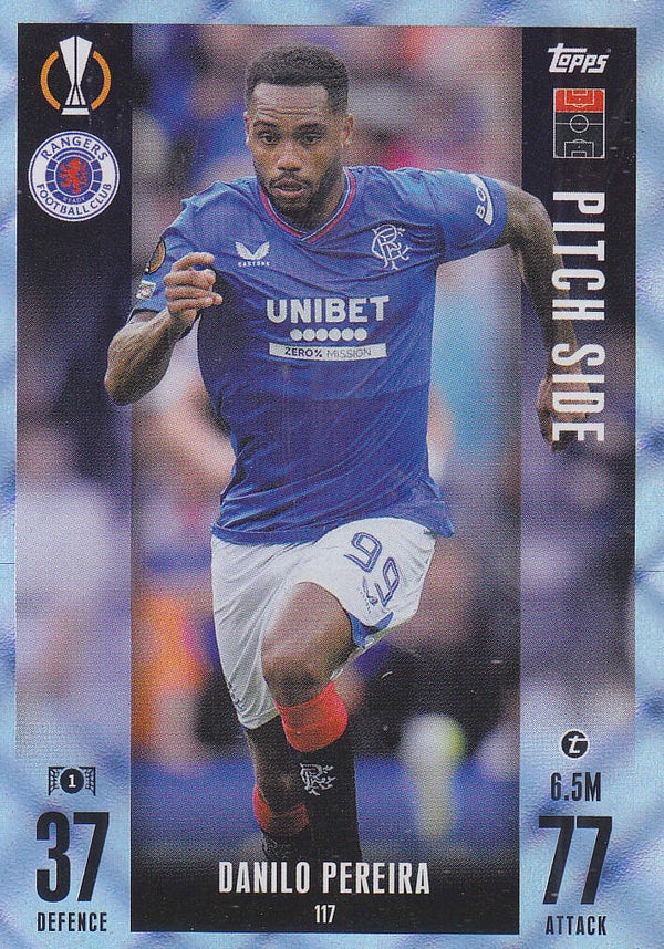 Danilo Pereira - Glasgow Rangers - Topps Champions League Extra 2023 - Pitch Side Chrystal - Nr. 117