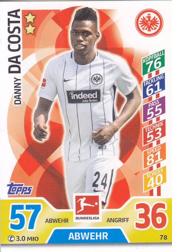 Danny Da Costa Eintracht Frankfurt Basis Karte Nr.78