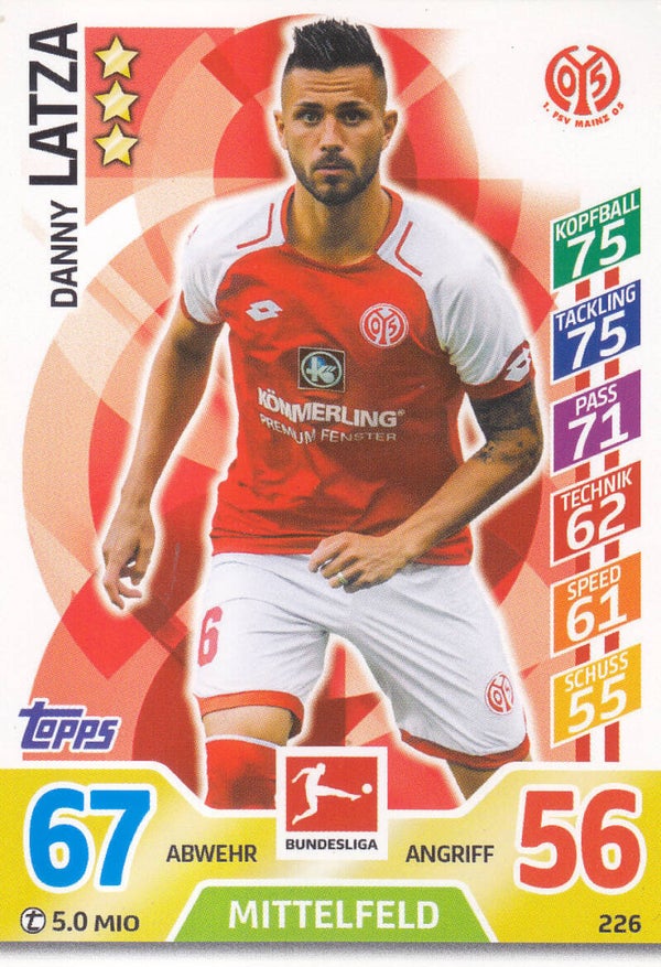 Danny Latza / 1.FSV Mainz 05 / Topps Match Attax 2017 / Basis Karte / Nr. 226