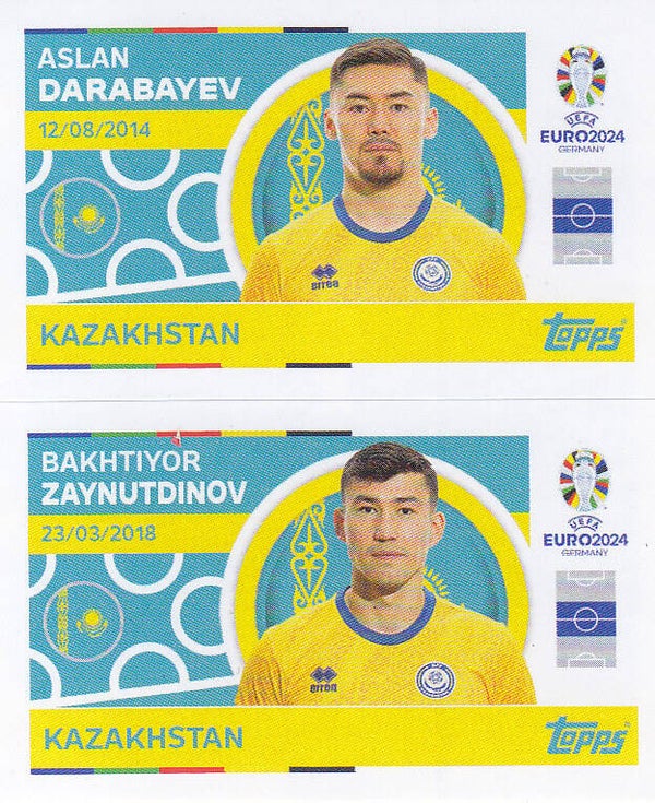 Aslan Darabayev & B. Zaynutdinov / Kasachstan / Topps EM 2024 /  Doppelbild / Nr. KAZ 10 KAZ 11