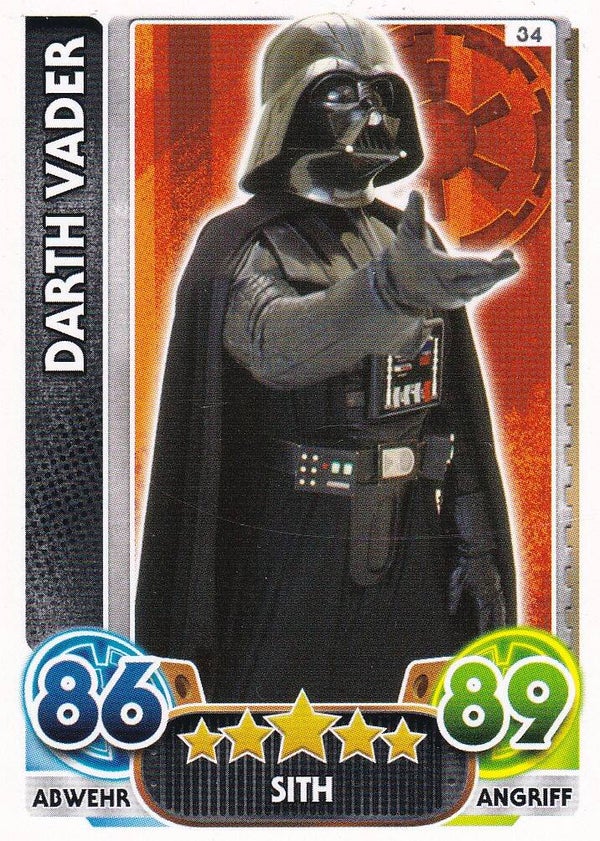 Darth Vader / Star Wars Force Attax 2016 / Galaktische Republik / Sith / Nr. 34