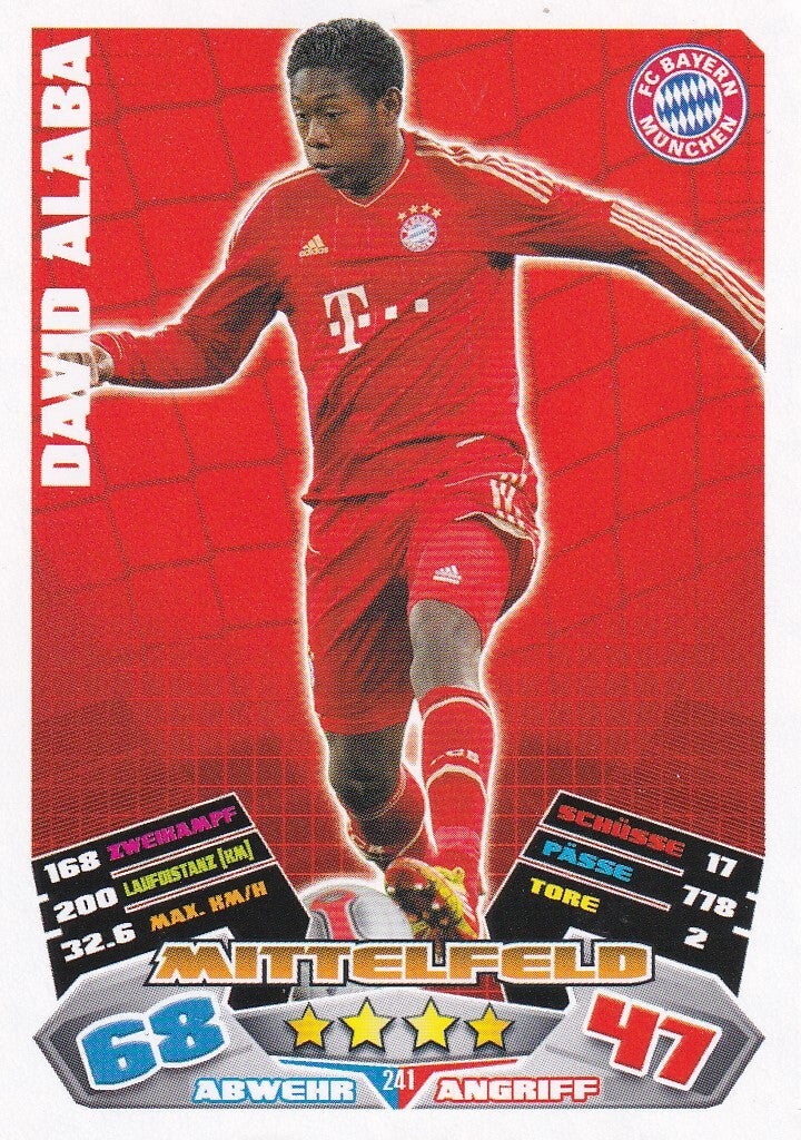 David Alaba / FC Bayern München / Topps Match Attax 2012 / Basis Karte / Nr. 241