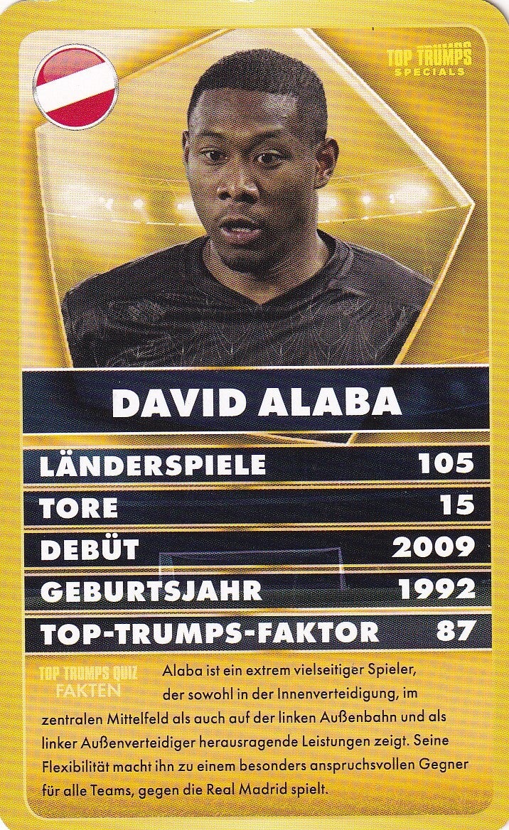 David Alaba - Österreich - Top Trumps Specials- Basis Karte
