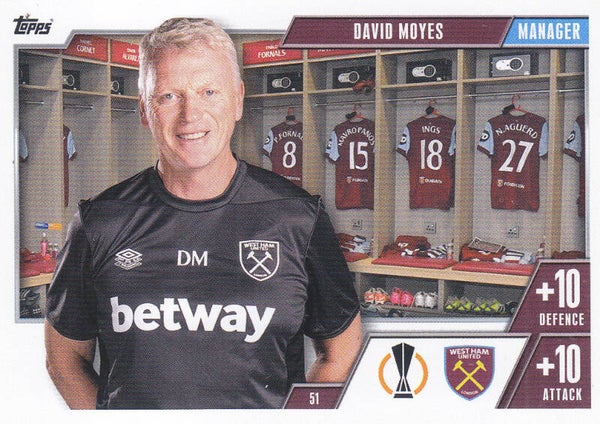 David Moyes / West Ham United / Topps Champions League Extra 2023 / Manager / Nr. 51