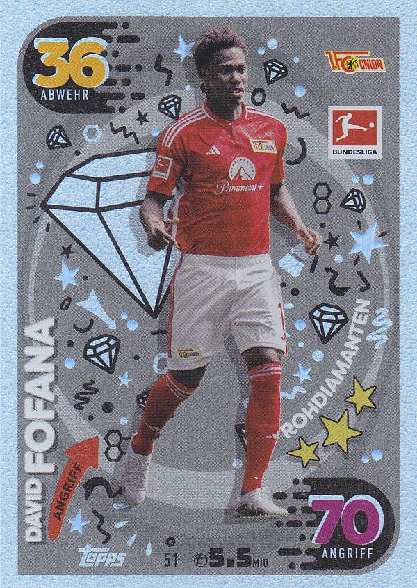David Fofana / 1.FC Union Berlin / Topps Match Attax 2023 / Rohdiamanten Karte / Nr.51
