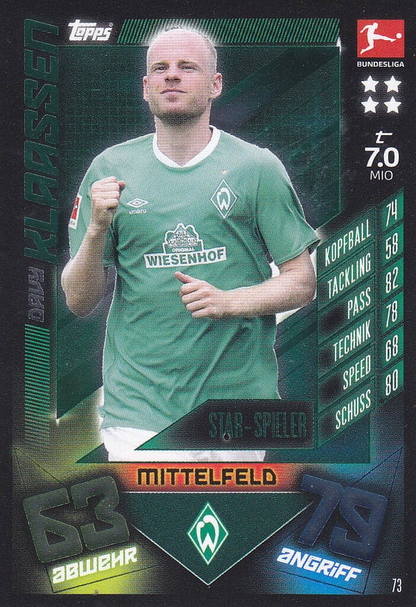 Davy Klaassen / SV Werder Bremen / Topps Match Attax 2019 / Star-Spieler / Nr.73