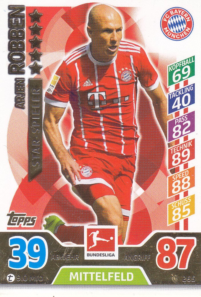 Arjen Robben / FC Bayern München / Topps Match Attax 2017 / Star-Spieler / Nr.265