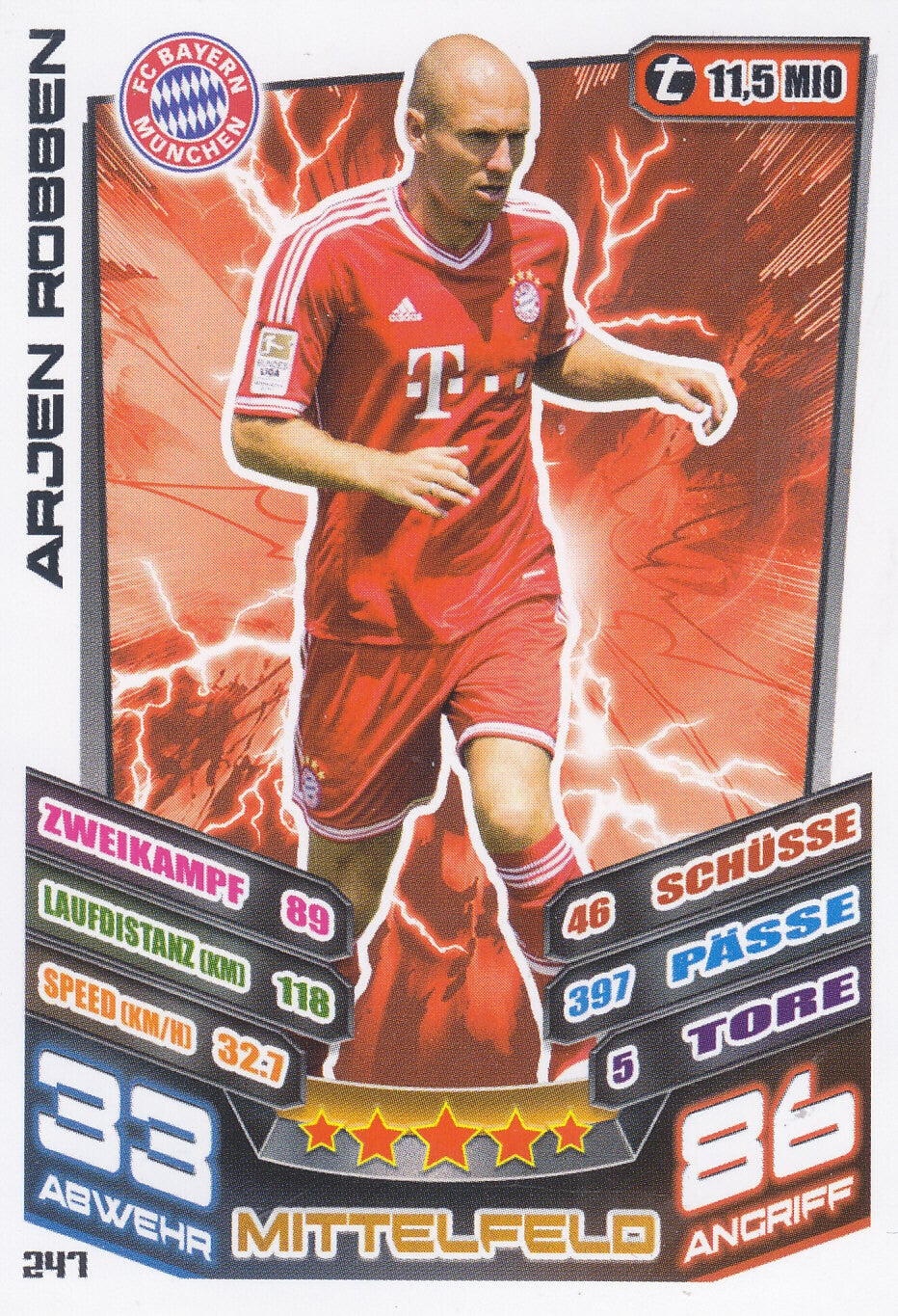 Arjen Robben / FC Bayern München / Topps Match Attax 2013 / Basis Karte / Nr.247