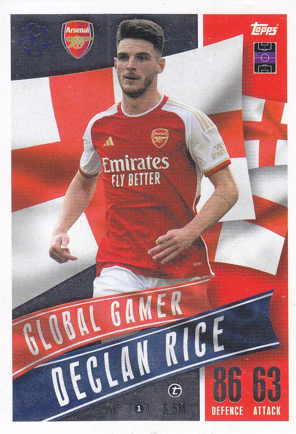 Declan Rice / Arsenal London / Topps Champions League Extra 2023 / Global Gamer / Nr. 199