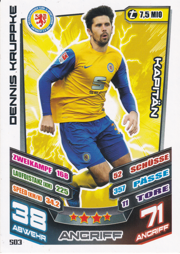 Dennis Kruppke - Eintracht Braunschweig - Topps Match Attax 2013 - Kapitän - Nr. 503