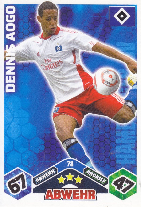 Dennis Aogo / Hamburger SV / Topps Match Attax 2010 / Basis Karte / Nr. 78
