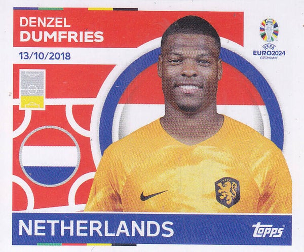 Denzel Dumfries / Holland / Topps EM 2024 / Basis Bild / Nr. NED 8