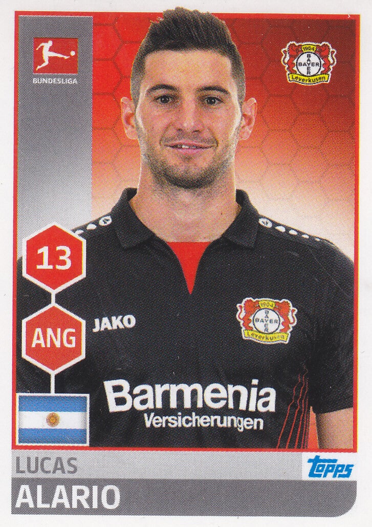 Lucas Alario / Bayer Leverkusen / Topps Bundesliga 2017 / Basis Bild / Nr.181