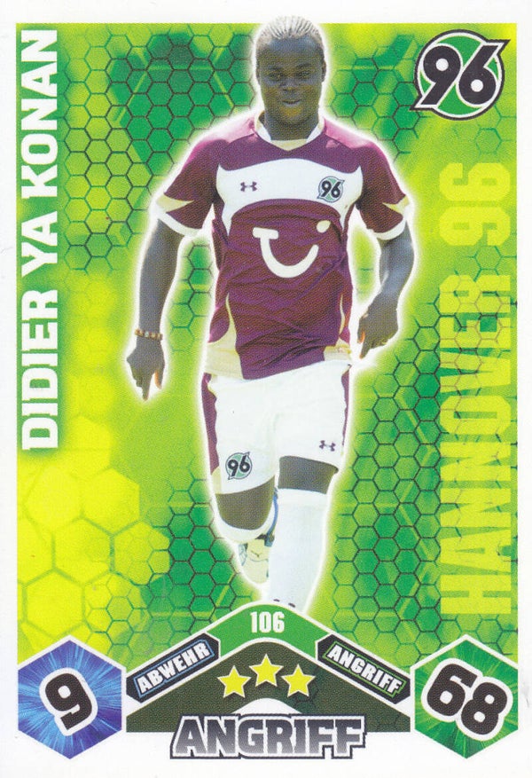 Didier Ya Konan / Hannover 96 / Topps Match Attax 2010 / Basis Karte Nr. 106