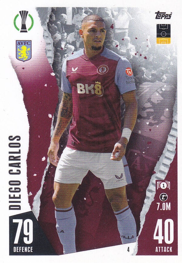 Diego Carlos / Aston Villa / Topps Champions League 2023 / Basis Karte / Nr. 4