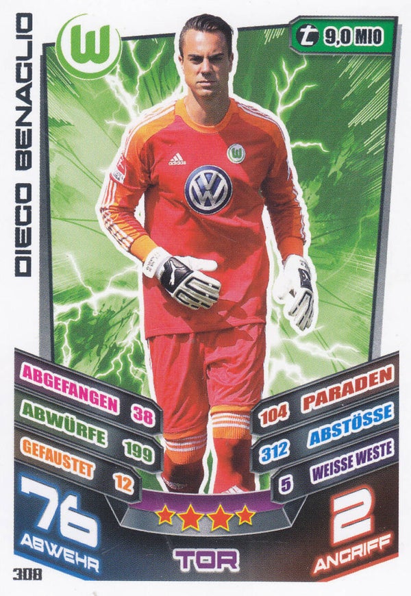 Diego Benaglio / VFL Wolfsburg / Topps Bundesliga 2013 / Basis Karte / Nr. 308