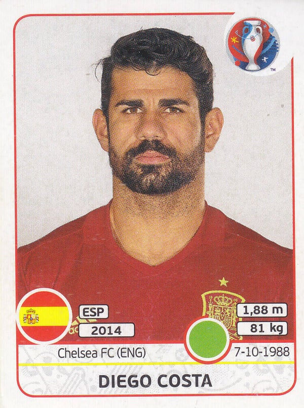 Diego Costa / Spanien / Panini EM 2016 / Basis Bild / Nr.371