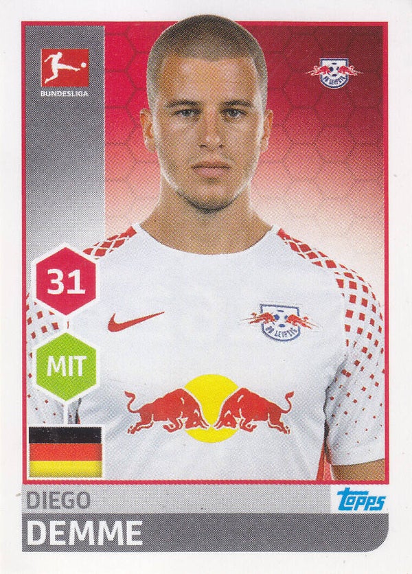 Diego Demme / RB Leipzig / Topps Bundesliga 2017 / Basis Bild / Nr. 162