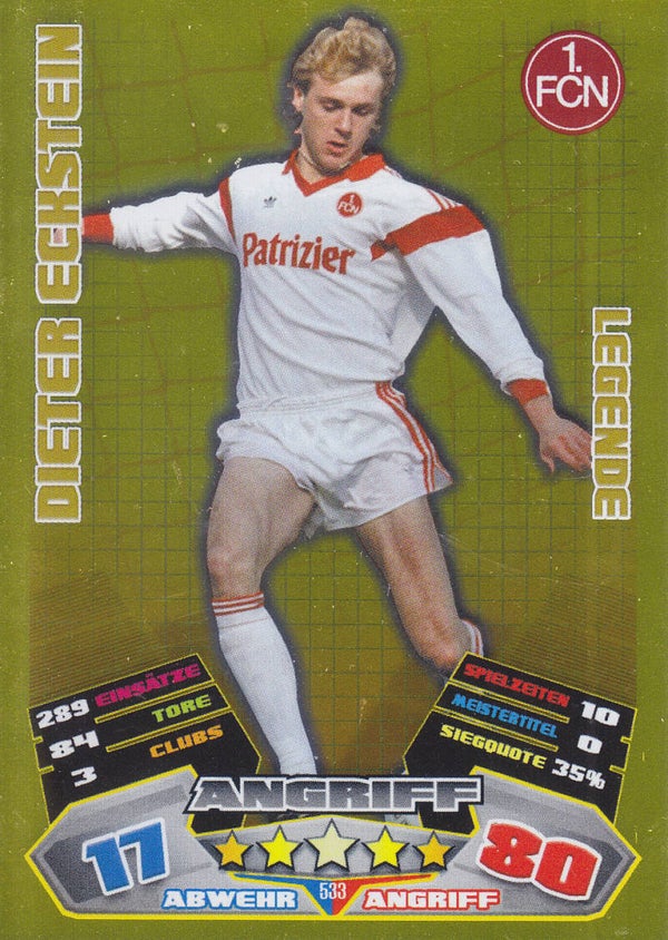 Dieter Eckstein / 1.FC Nürnberg / Topps Match Attax 2012 / Legende Gold / Nr. 533