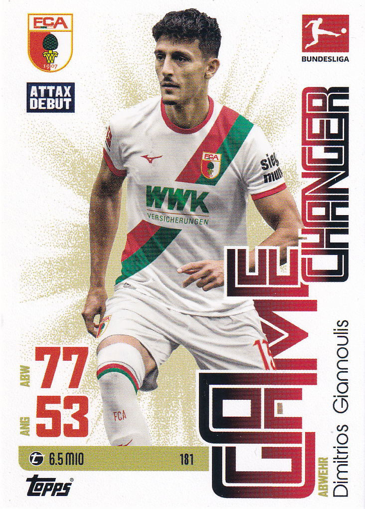 Dimitrios Giannoulis - FC Augsburg - Topps Match Attax 2025 - Attax Debüt - Game Changer - Nr. 181