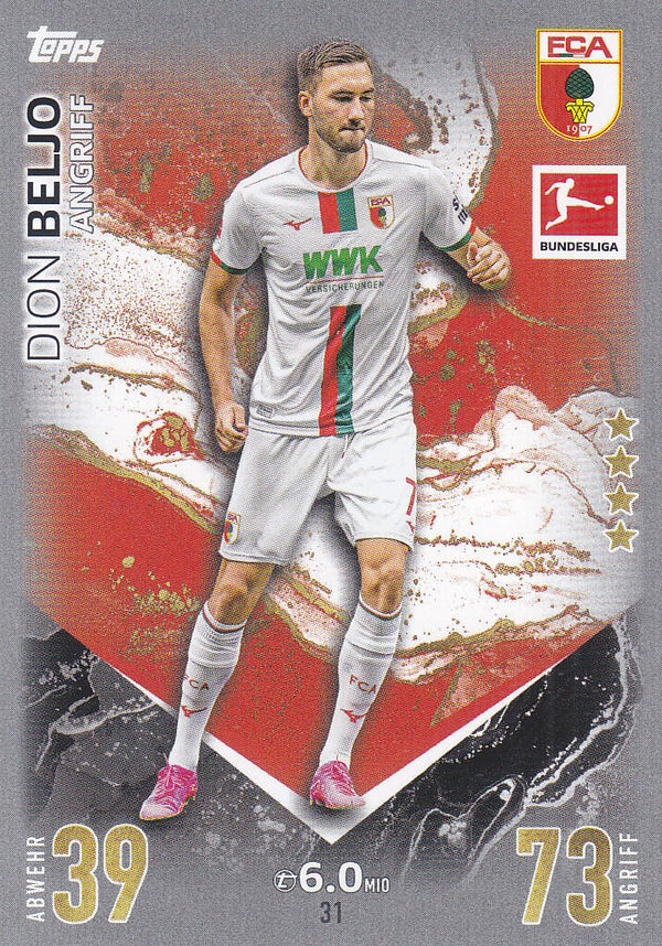 Dion Beljo / FC Augsburg / Topps Match Attax 2023 / Basis Karte / Nr.31