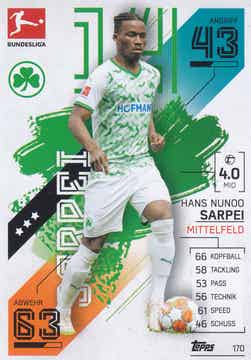 Hans Nundo Sarpei - SpVgg Greuther Fürth - Topps Match Attax 2021 - Basis Karte - Nr. 170