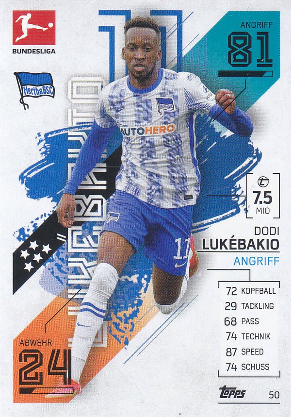 Dodi Lukebakio / Hertha BSC Berlin / Topps Match Attax 2021 / Basis Karte / Nr.50