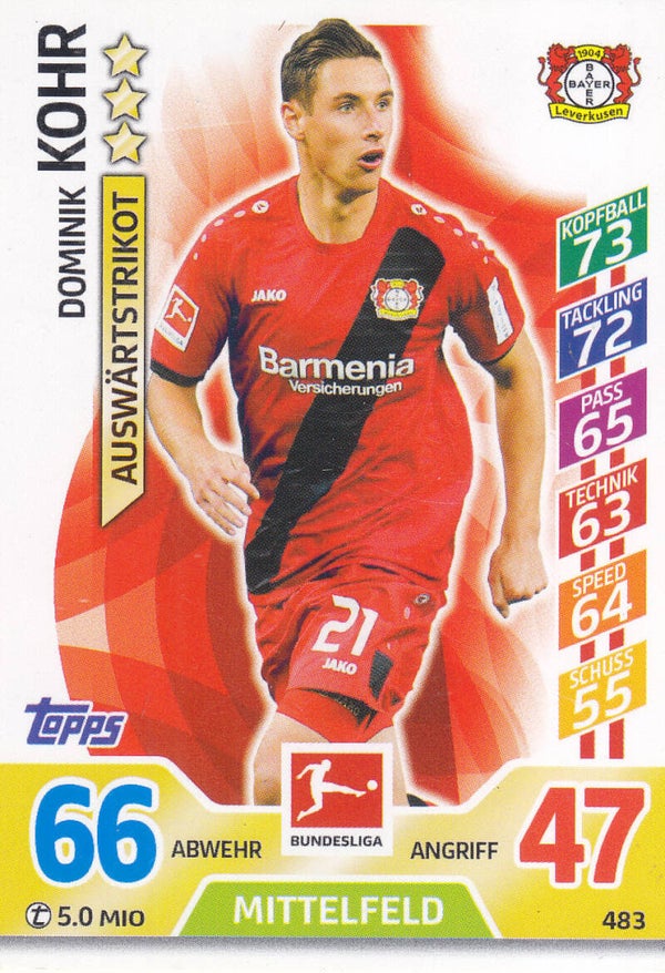 Dominik Kohr / Bayer 04 Leverkusen / Topps Match Attax 2017 / Auswärtstrikot / Nr. 483