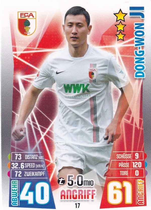 Dong-Won Ji / FC Augsburg / Topps Match Attax 2015 / Basis Karte / Nr. 17