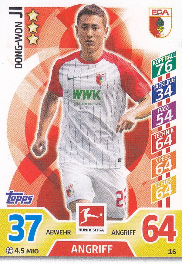 Dong-Won Ji / FC Augsburg / Topps Match Attax 2017 / Basis Karte / Nr. 16