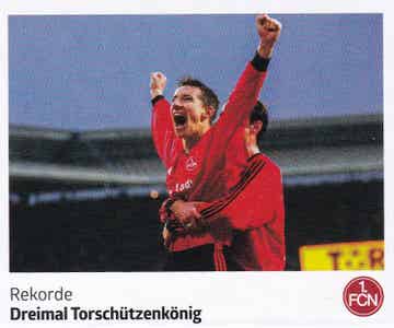 Dreimal Torschützenkönig / Panini 125 Jahre 1.FC Nürnberg / Rekorde / Nr. 216