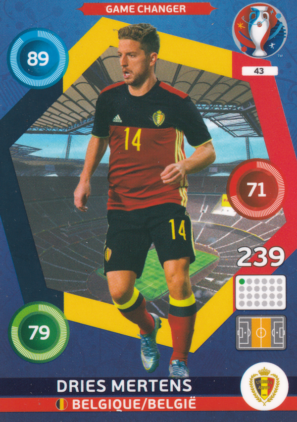 Dries Mertens - Belgien - Panini Adrenalyn EM 2016 - Basis Karte - Nr.43